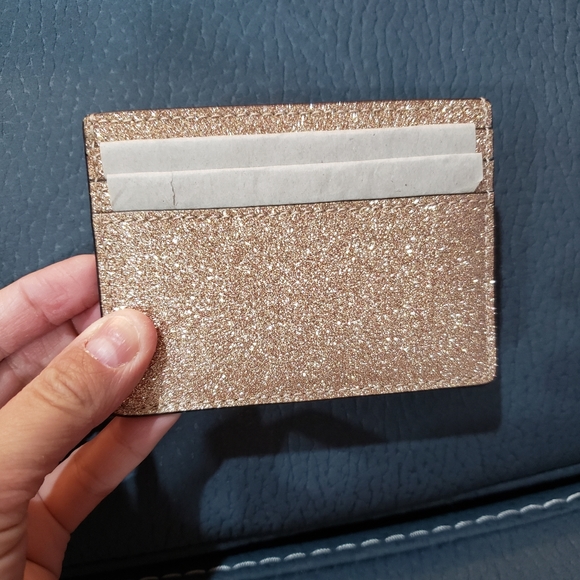 NWT Kate Spade Rose Gold tinsel glitter cardholder - Picture 3 of 4